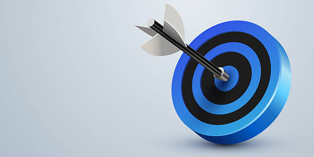 istock Red dart target icon with arrow isolated on white background. 3d style design of business goal. Success finance marketing strategy. 2242018035