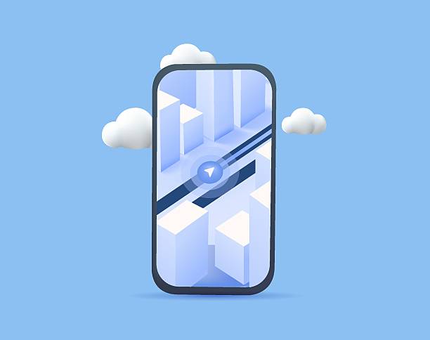 istock Maps on smartphone 3d illustration. Minimalist 3D city map with GPS navigation route and destination. Abstract urban landscape blue tones, showing a planned travel path. Vector illustration 2242021273