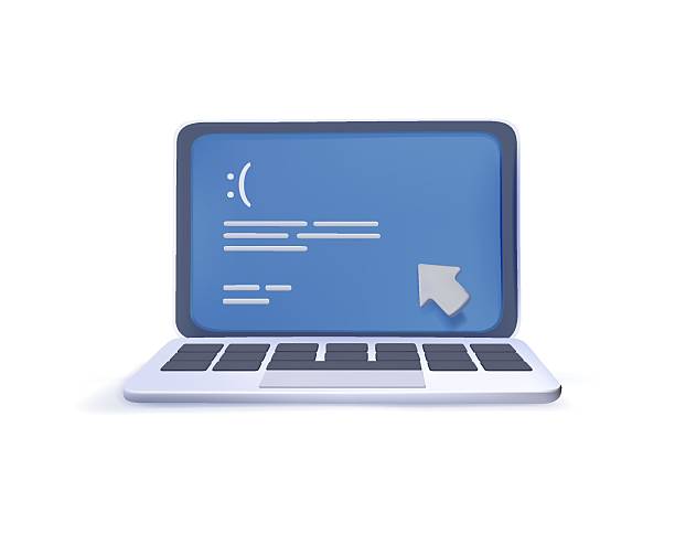 Computer outage, error, failure causing by software update mistake, operating system crash or cyber attack, server down Computer outage, error, failure causing by software update mistake, operating system crash or cyber attack, server down technical issue concept, computer laptop outage. 3D render vector illustration outage stock illustrations