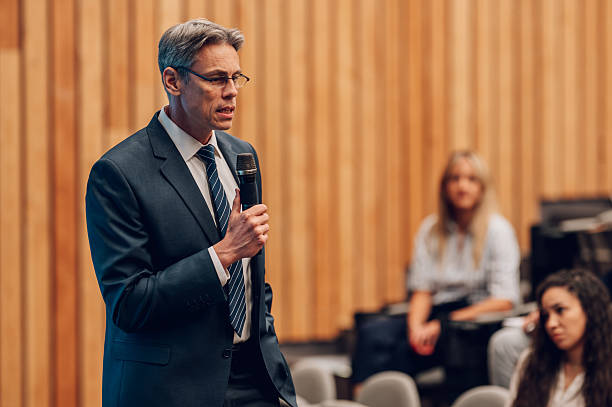 istock Businessman speaker presenting during corporate conference 2242026223