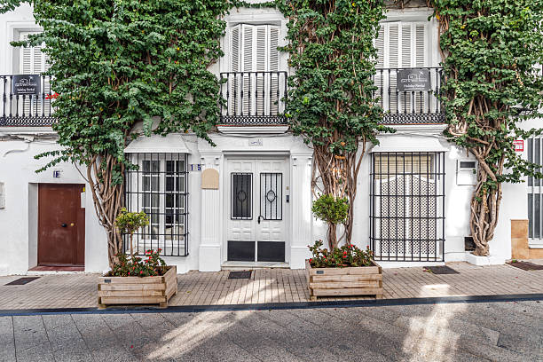 Marbella, Andalusia, Spain - September 22, 2025: Beautiful facade of a house in Marbella