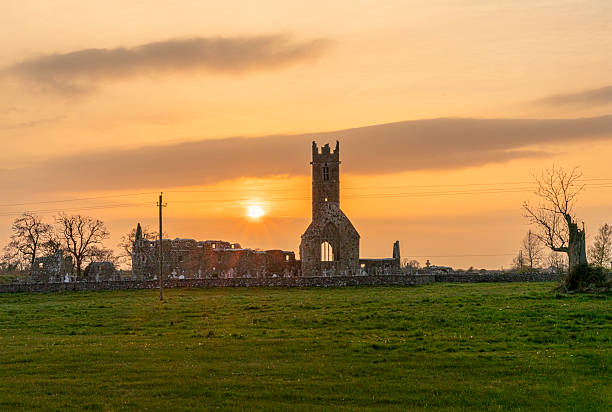 Sunset Bohermore Cemetery.  County Galway. Ireland