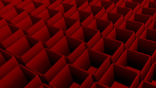 istock red Colorful geometric shapes arranged in a striking pattern at a modern art exhibition 2242052785