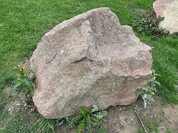 istock Large Granite Rock Resting on Grass in a Quiet Park Garden Setting 2242052971
