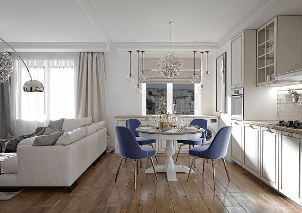 istock 3d render home interior, living room dining room 2242056943