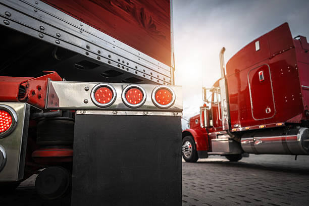 Row of new industrial trucks.