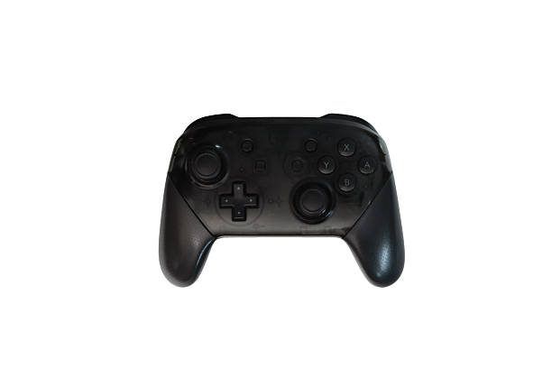 istock Black gaming controller for video games on an isolated white background 2242060306