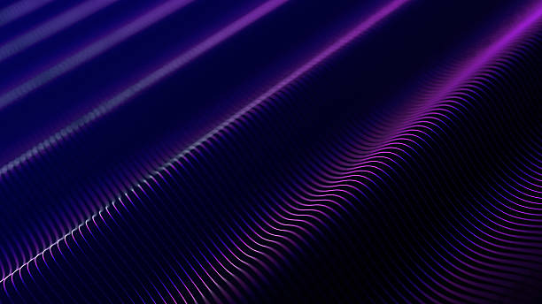 istock Glowing lines on a wavy surface. Abstract representation of sound waves, artificial intelligence, or data analysis. Colorful flowing waves on a black background, perfect for digital art, tech visuals, 2242079872