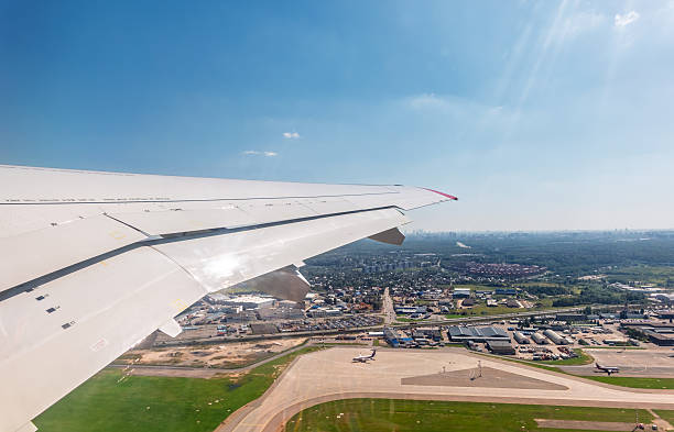 istock View from the airplane window during takeoff at Sheremetyevo airport at summer 2242080080