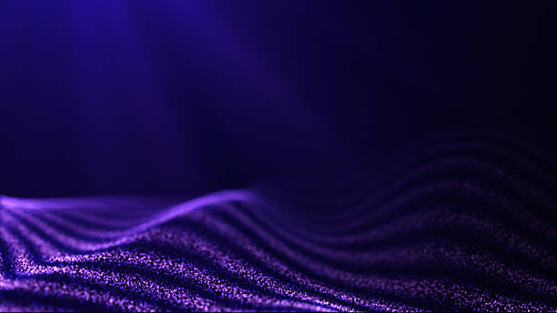 istock Abstract purple digital waves on a dark blue background. Soft purple light rays and flowing violet particle waves create a luminous, futuristic scene. Perfect for digital art, tech visuals, sci-fi bac 2242081910