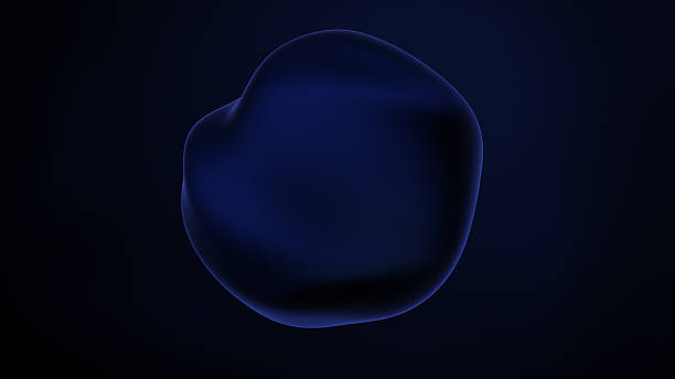 istock Blue water bubble on a dark background. Abstract liquid distorted sphere with glowing energy effects. Futuristic technology-inspired orb perfect for digital art, sci-fi visuals, technology designs, an 2242082060