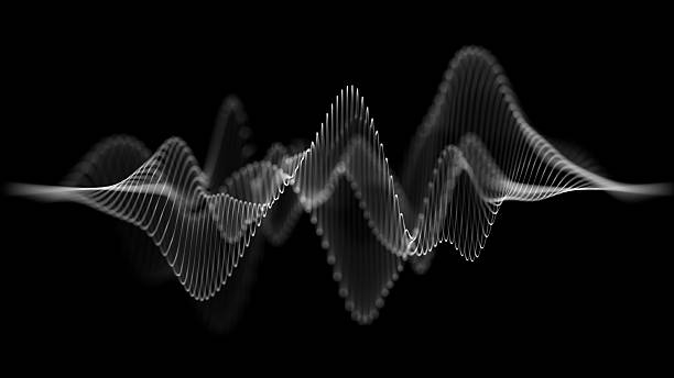 istock Abstract white sound waves on a black background. Minimalist wave patterns representing an equalizer and audio spectrum. Perfect for music visuals, digital art, technology backgrounds, and modern crea 2242082070