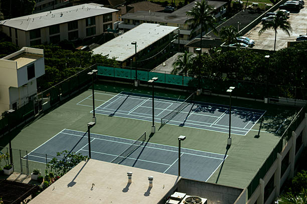 istock Empty tennis courts on a rooftop in sunny day 2242087010