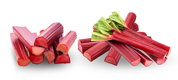 istock Rhubarb stalks on white background ( image from camera ) 2242094277