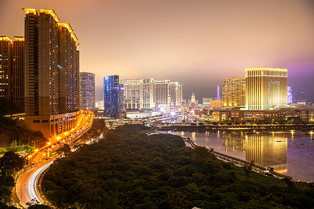 Macau JANUARY 10, 2023: Macau downtown city in Taipa at night