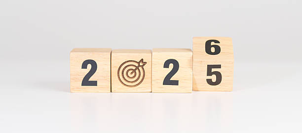 istock 2025 year change to 2026 year block with dartboard icon. Goal, Target, Resolution, strategy, plan, Action, mission, motivation, and New Year start concepts 2242105062