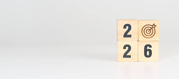 istock 2026 year block with dartboard icon. Goal, Target, Resolution, strategy, plan, Action, mission, motivation, and New Year start concepts 2242105136
