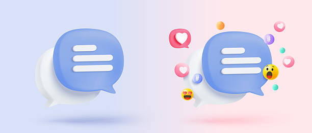 istock 3D speech bubbles symbol sign on social media icon isolated on pastel background. Chat dialogue bubble or user reply sign with social media. 3d speech bubble icon vector render illustration 2242110053