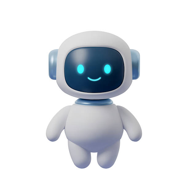 istock 3D cute robot mascot with glowing face, smiling AI assistant. Futuristic cartoon bot isolated on white, digital illustration for technology, innovation and modern design 2242110135