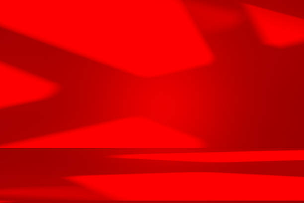 istock Studio style background wall decoration presentation uses white and red tones. with shadows cast from a nearby window, concept creating a decorative 2242110974