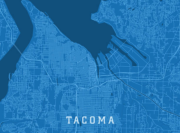 Tacoma WA City Vector Road Map Blue Horizontal vector art illustration