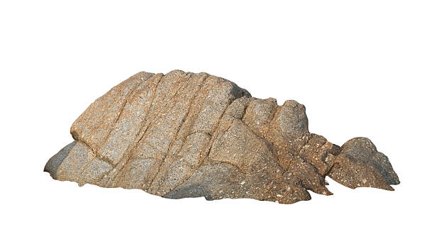 Cliff Rock isolated on white background, Stone formation beach mountain, Broken Edge of chunk of Rock sea