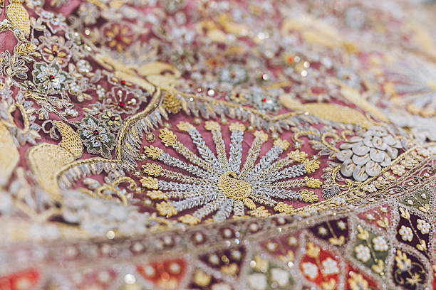 istock Indian bride’s traditional wedding outfit textile fabric and pattern close up 2242117962