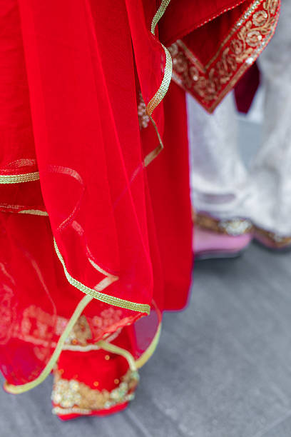 istock Indian bride’s traditional wedding outfit textile fabric and pattern close up 2242118602