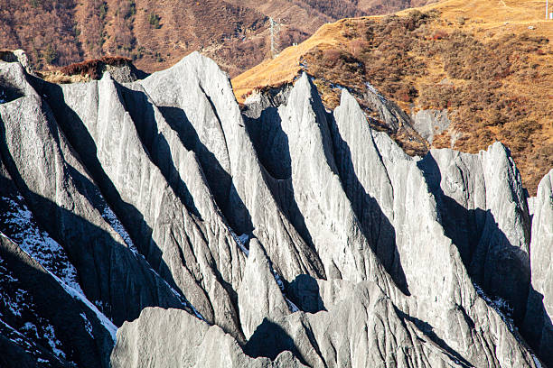 A cluster of karst landforms and a tourist park, Zhonggu Village, Kama Village, Bamei Town, Daofu County, Garze Tibetan Autonomous Prefecture, Sichuan Province, China
