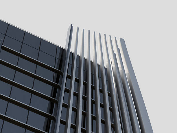 istock Upper view of a modern building with unique rounded edges and thin railing. 2242123197