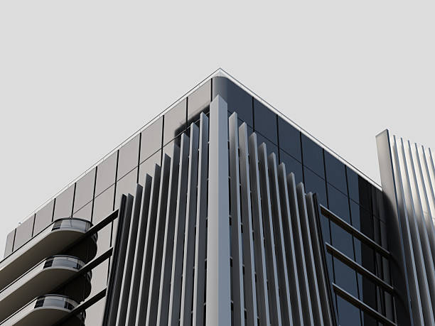 istock Corner view of a modern office building with sleek balcony design. 2242123198