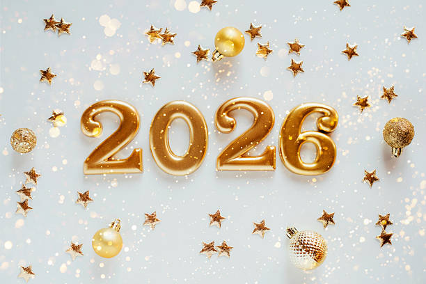 istock Happy New Year 2026. Golden numbers on a white background 2242124257