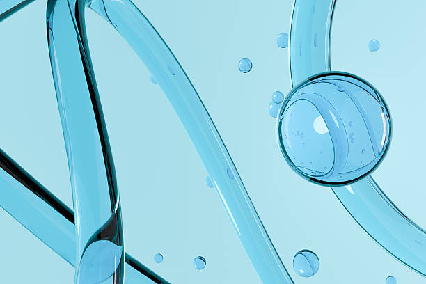 istock Abstract macro image of water bubbles inside transparent tubes on a blue background. Clean, fresh and futuristic design concept for purity, hydration and science themes. 2242124529