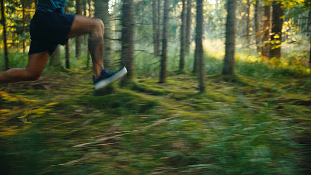 istock Man Trail Running through Forest,Concept of Exercise 2242128828
