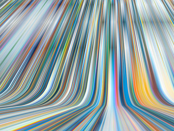 istock Curved wall of colorful flowing gradient stripes. Abstract 3D background. 2242142486