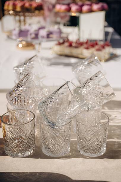 istock Empty glasses lying down on the table, ready to use, conception of party, event 2242148445