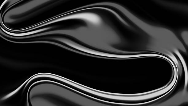 istock Abstract black liquid with flowing wave patterns. Luxury black texture resembling oil, petroleum, silk, or satin with subtle glare effects. Perfect for modern design, digital art, futuristic visuals, 2242150970