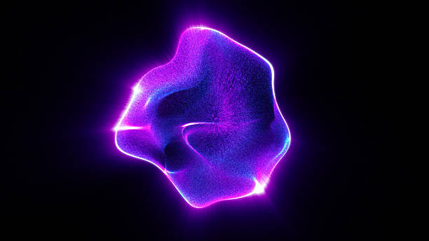 istock Abstract glowing sphere and energy ball shining with bright rays of light. Magical waves created from particles and dots form an atomic science-inspired background. Perfect for digital art, futuristic 2242151040
