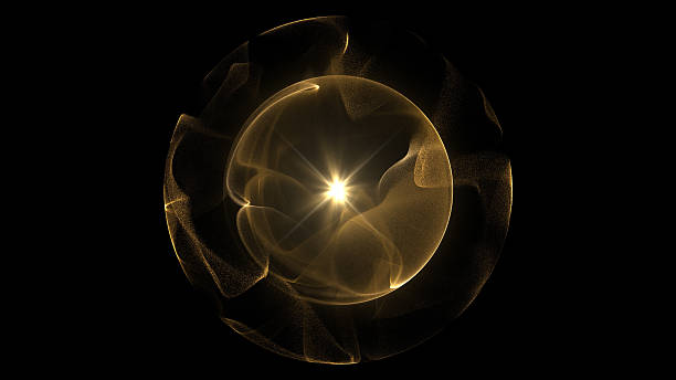 istock Abstract golden sphere composed of particles with distortion wave effects. Futuristic digital data splash with sparkling gold particles and glittering light. Perfect for luxury visuals, technology bac 2242153409