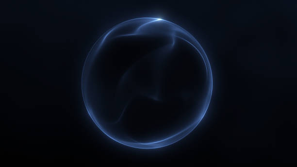 istock Abstract navy blue energy sphere composed of glowing liquid particles and magical plasma on a dark background. Futuristic luxury digital orb, perfect for sci-fi visuals, technology designs, digital ar 2242153413