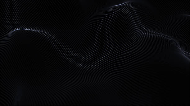 istock Black and white abstract wavy and curvy lines pattern. Minimalist seamless design with flowing motion and copy space. Perfect for digital art, technology visuals, modern backgrounds, and creative proj 2242153486