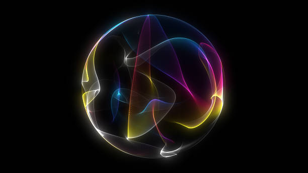 istock Multicolored supernatural AI core with smooth, wavy movements. Round glowing energy sphere in rainbow colors—red, yellow, blue. Futuristic digital illustration, neon design, high-resolution artwork, p 2242153776