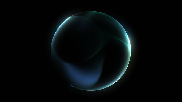 istock Soft light deep blue sphere with blue and yellow glowing reflections, abstract design featuring smooth liquid flow and neon particle waves, futuristic digital concept symbolizing energy and technology 2242153868