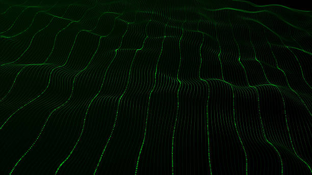 istock Abstract green minimalist wave background with glowing information flow on a dark emerald surface, smooth digital motion representing data and connectivity, futuristic design with elegant gradients, p 2242153881
