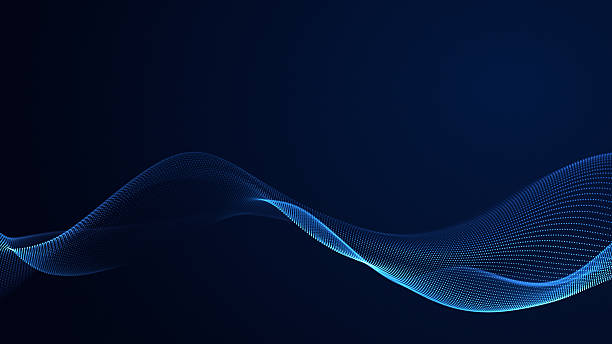 istock Blue title background with glowing abstract wave curve on a deep blue surface, elegant business design featuring smooth dynamic motion, futuristic and minimalistic concept perfect for presentations, t 2242154067