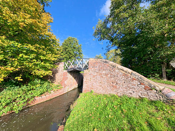 istock View of a British canal in autumn fall rural setting with bridge 2242160580