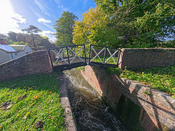 istock View of a British canal in autumn fall rural setting with bridge 2242160584