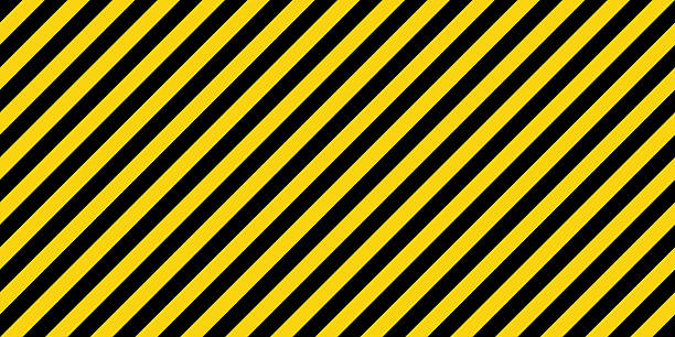 istock Warning sign with yellow and black diagonal lines. Attention, danger or caution symbol. Construction site signage, road safety notice, hazard banner, security alert shield. Vector illustration 2242165819