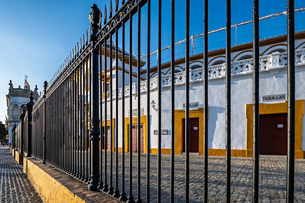 Seville, Spain 01-05-2024 Plaza de toros de la Real Maestranza de Caballería de Sevilla is a 12,000-capacity bullring in Seville and site of one of the most well-known bullfighting festivals