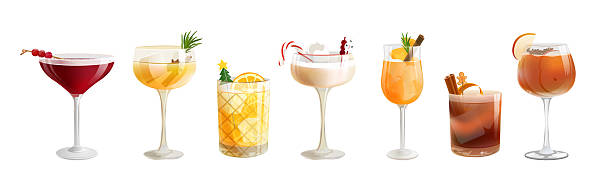 istock New Year and Christmas set of 7 cocktails on a white background 2242168518